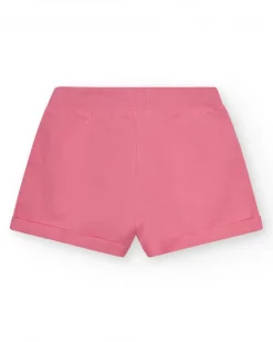 Pantalón corto para niña en rosa con cintura elástica y bolsillos