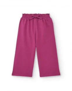Pantalón de felpa para niña en color fucsia con lazo colección Super Natural