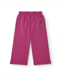 Pantalón de felpa para niña en color fucsia con lazo colección Super Natural