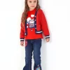 Pantalón denim niña en azul oscuro con ilustraciones creativas colección Big brains