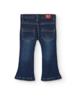 Pantalón denim niña en azul oscuro con ilustraciones creativas colección Big brains