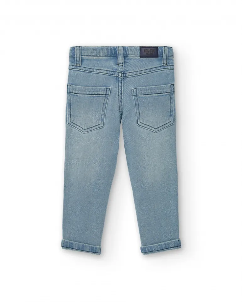Pantalón denim niño en azul claro con estampado gráfico colección Amazing