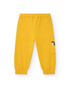 Pantalón felpa niño en amarillo con detalle gráfico divertido Happy Garden
