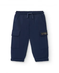 Pantalón jogger niño en azul marino con bolsillos cargo colección Big Brains