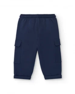 Pantalón jogger niño en azul marino con bolsillos cargo colección Big Brains