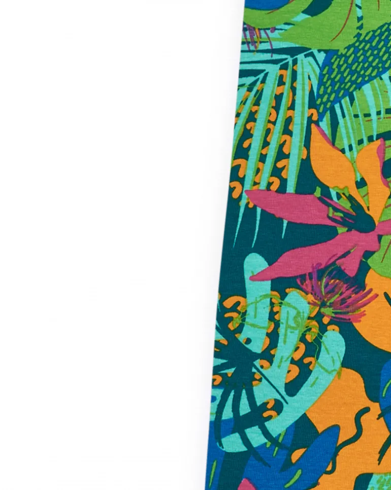Pantalón para niña con estampado tropical y cintura elástica