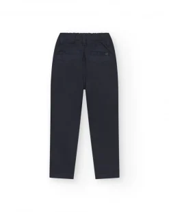Pantalón para niño en azul marino con cintura ajustable y bolsillos laterales.