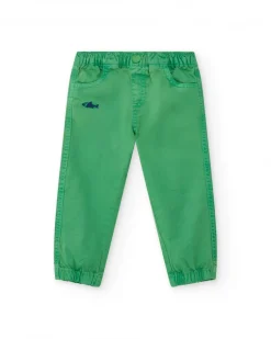 Pantalón para niño en verde con cintura elástica