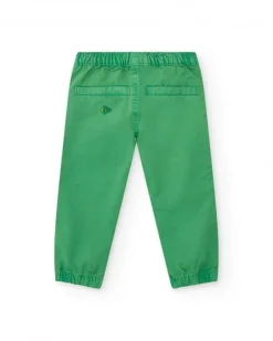 Pantalón para niño en verde con cintura elástica