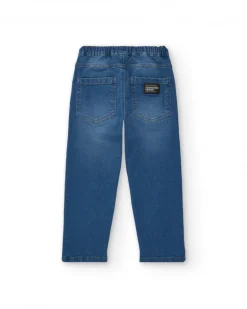 Pantalón vaquero para niño con estampado gráfico en azul colección Skater Life