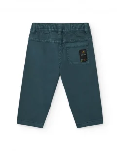 Pantalón verde para niño con detalles naranjas y cintura elástica