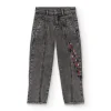 Pantalones vaqueros grises con detalles bordados para niña colección Dark and Roses