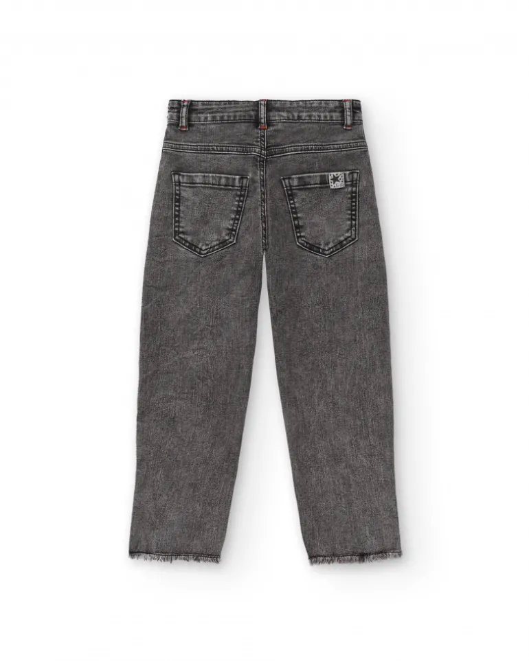 Pantalones vaqueros grises con detalles bordados para niña colección Dark and Roses