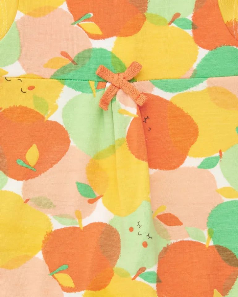Pelele de punto para niña con estampado de frutas y volantes
