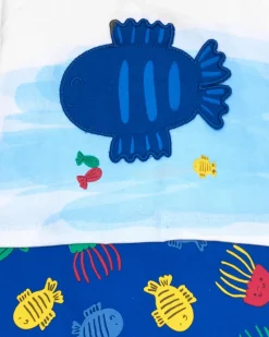 Pelele de punto para niño color azul y estampado de peces