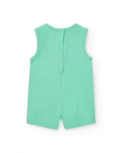 Pelele verde sin mangas para niño con estampado de elefante y sol