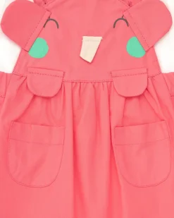 Peto rosa para niña con elefante en relieve y camiseta blanca de lunares