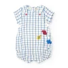 Peto y camiseta de punto para niño con estampado de cuadros azules