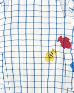 Peto y camiseta de punto para niño con estampado de cuadros azules