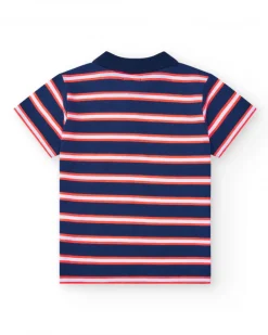 Polo para niño en rojo con cuello con botones y bordado
