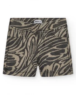Short par aniña en verde con bolsillos y cintura elástica