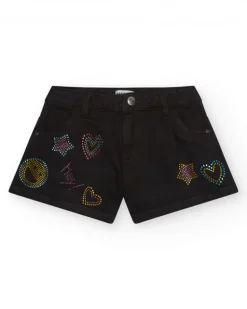 Short para niña en negro decorado con tachuelas de colores