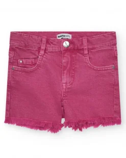 Short para niña en rosa con bolsillos y cierre con botón