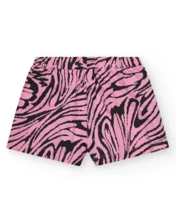 Short para niña en rosa con animal print y cintura elástica