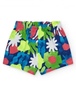 Short para niña en verde con estampado floral y cintura ajustable