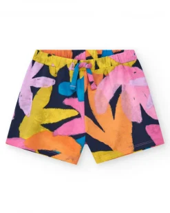 Short para niña estampado con cintura elástica y cordón de ajuste