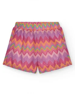 Short para niña multicolor con estampado y cintura elástica
