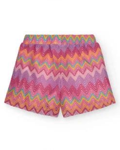 Short para niña multicolor con estampado y cintura elástica