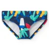 Slip de baño para niño en azul con estampado tropical