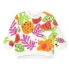 Sudadera blanca para niña con estampado tropical