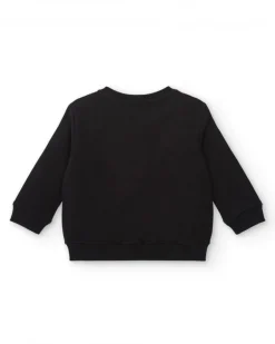 Sudadera felpa niño en negro con cremallera y diseño de tigre colección Cartoon Calling