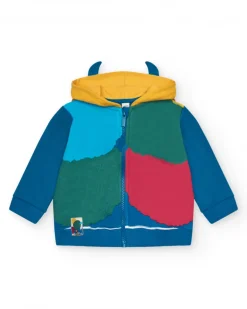 Sudadera niño en amarillo con capucha decorativa Happy Garden