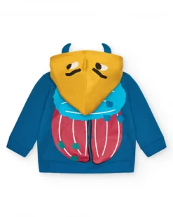 Sudadera niño en amarillo con capucha decorativa Happy Garden