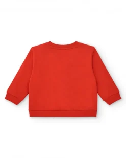 Sudadera niño en rojo con estampado de números y calculadora colección Big Brains