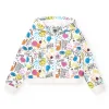 Sudadera para niña en blanco con capucha y cremallera