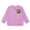 Sudadera para niña en lila con bolsillos frontales y cremallera