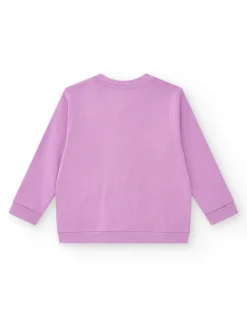 Sudadera para niña en lila con bolsillos frontales y cremallera