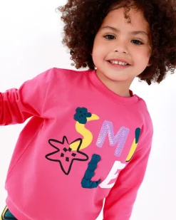 Sudadera para niña en rosa con letras "Smile"