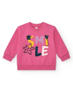 Sudadera para niña en rosa con letras "Smile"