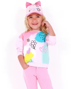 Sudadera para niña multicolor con frases y dibujos creativos