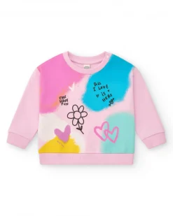 Sudadera para niña multicolor con frases y dibujos creativos