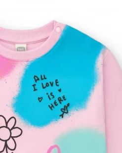 Sudadera para niña multicolor con frases y dibujos creativos
