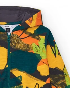 Sudadera para niño en amarillo con capucha y cremallera