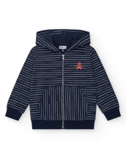 Sudadera para niño en azul con cremallera y bolsillos
