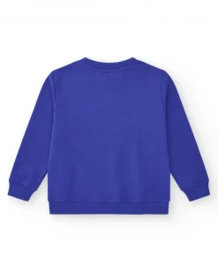 Sudadera para niño en azul con puños acanalados y cuello redondo