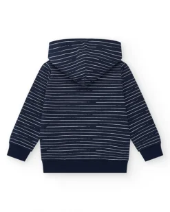 Sudadera para niño en azul con cremallera y bolsillos